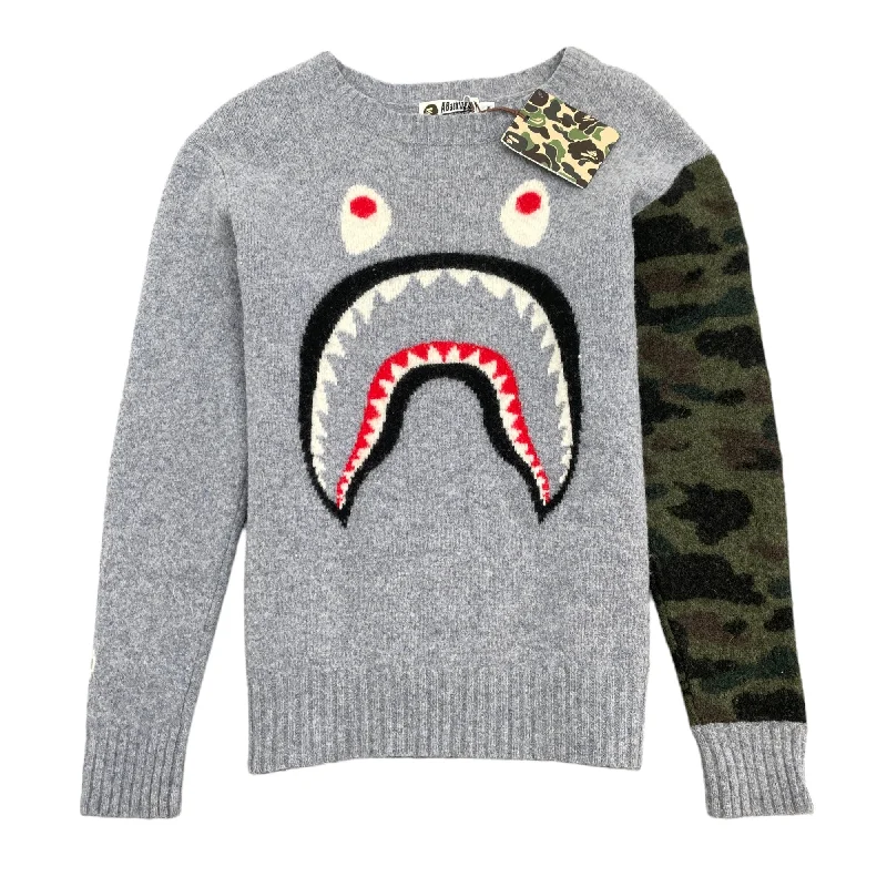 Loose Fit Men's Knitted Logo Jumper Grey Size M