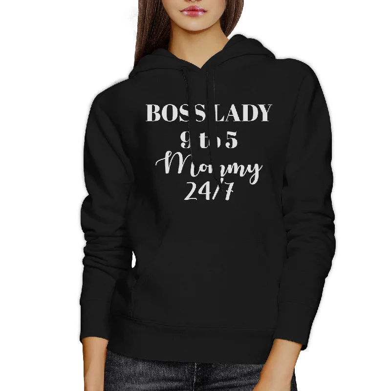 Elegant And Lazy Boss Lady Mommy Black Unisex Witty Hoodie Humorous Gift For Her