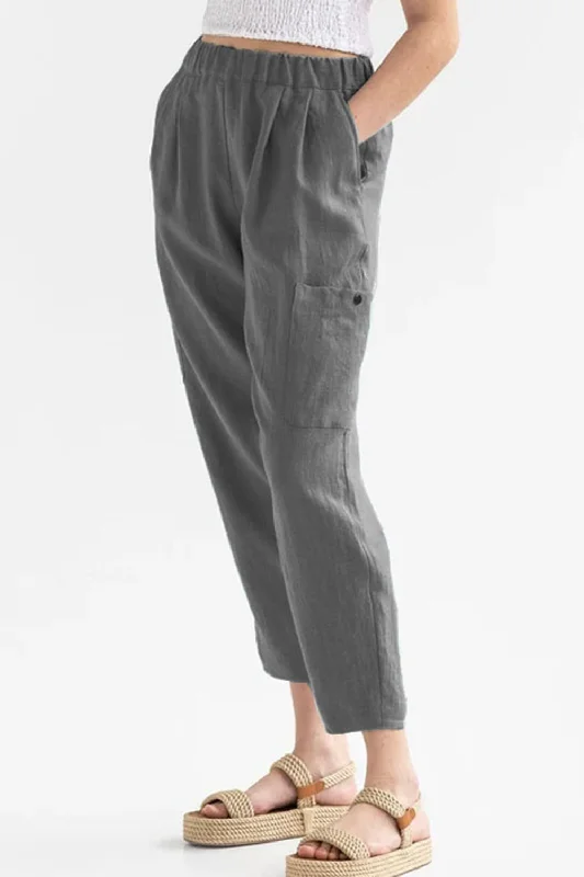Versatile Casuals Pocketed Elastic Waist Pants