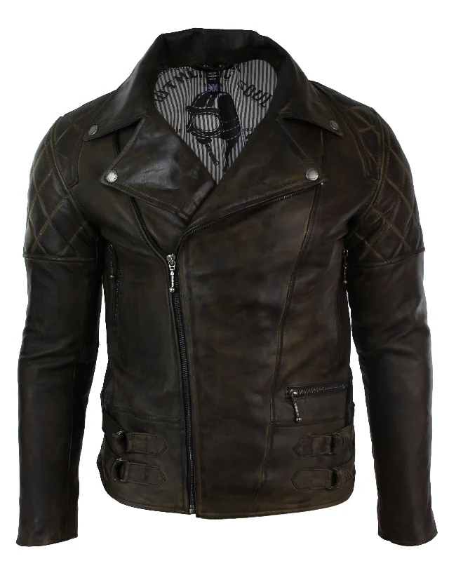 Fashion Design Cross Zip Biker Leather Jacket