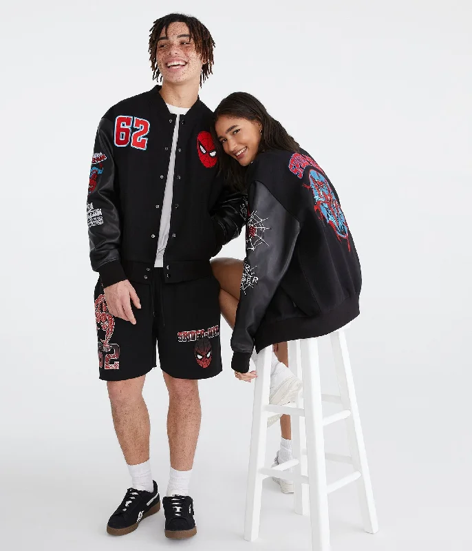 High-end Customization Aeropostale Marvel | Spider-Man Varsity Bomber Jacket