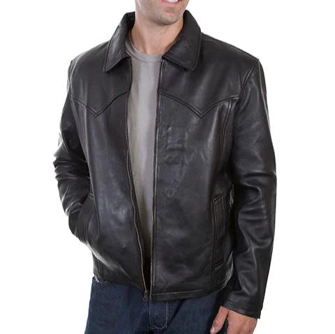 Sports Fashion Scully Men's Western Yoke Concealed Carry Leather Jacket in Black