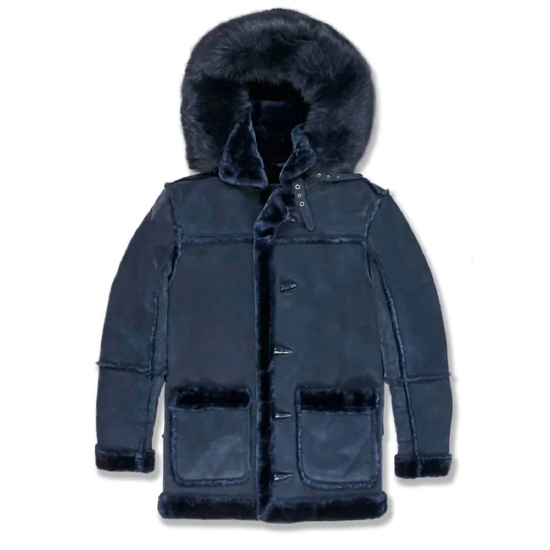 Personalized Design Men's Denali Shearling Jacket In Navy