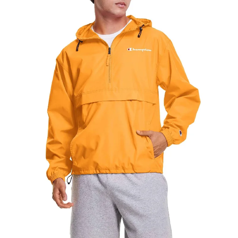 Celebrity Style Men's Stadium Packable Windbreaker Jacket In Gold