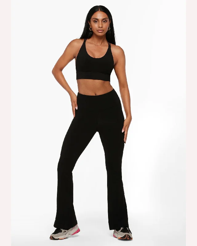 Trendy Comfort Wear Lorna Jane Lotus Flared Full Length Leggings - Black