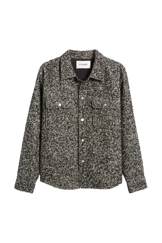 Elegant Wear Men's Tweed Textured Overshirt Jacket In Grey