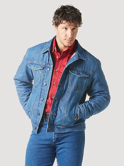 Classic And Versatile Wrangler Men's Flannel Lined Western Denim Jacket