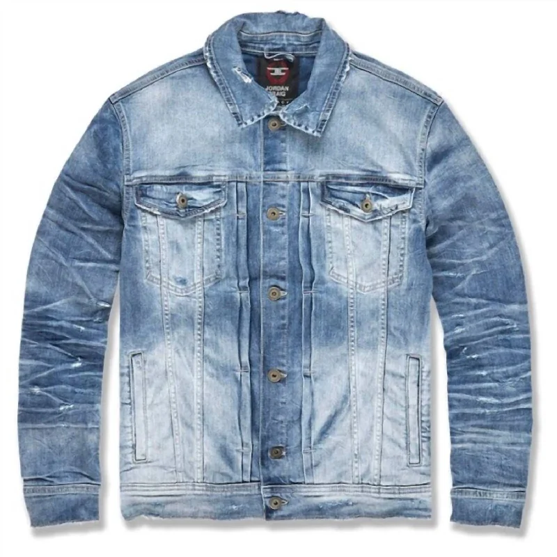 Elegant Design Men's Hamilton Denim Trucker Jacket In Aged Wash
