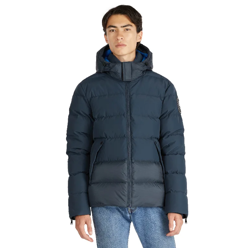 High-quality Styles Pajar Men's Valby Mixed Media Puffer with Contrast Inner Collar and Hood
