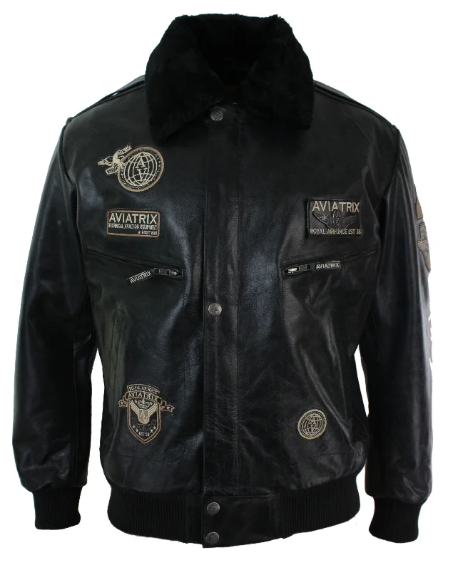 Exquisite Embroidery Leather Jacket Bomber Aviator
