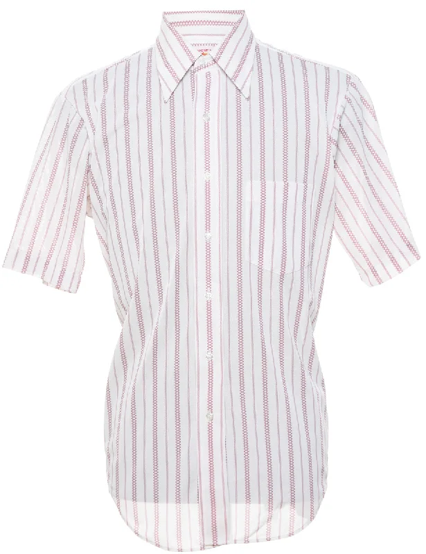 Lazy Style 1970s Arrow Patterned White Shirt - M