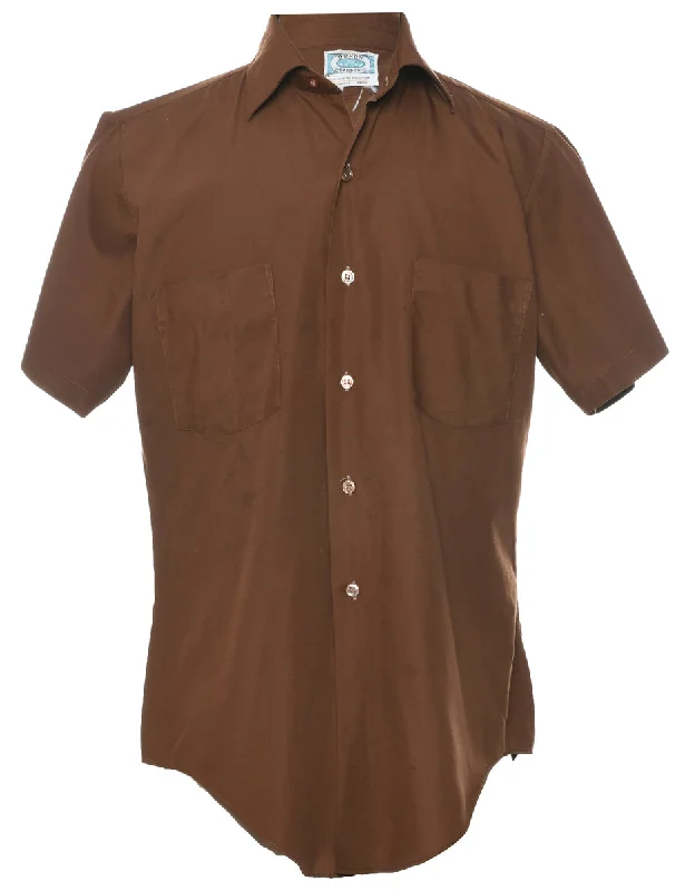 Floral Prints 1970s Dark Brown Shirt - M