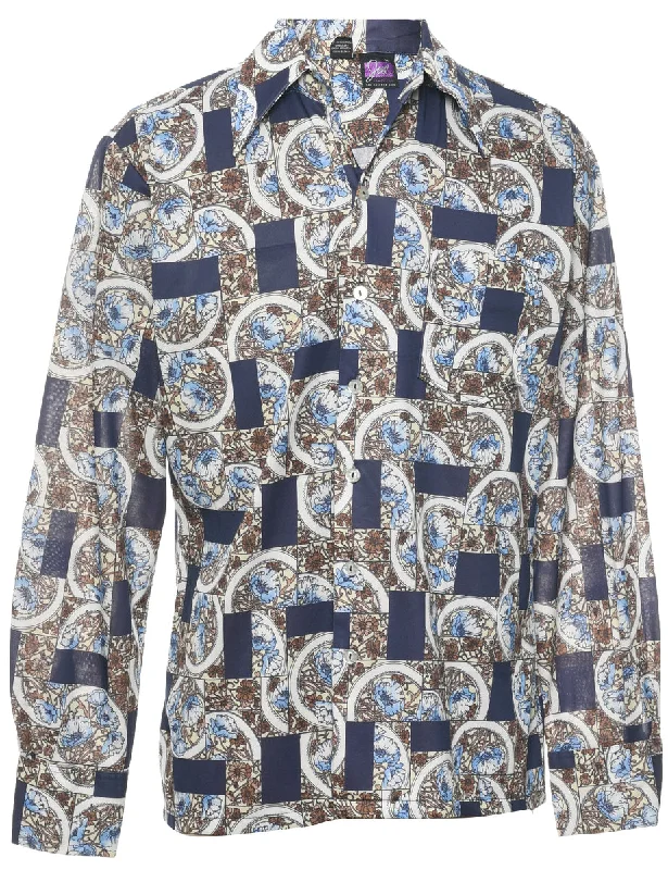 Cozy Chic Trends 1970s Floral Shirt - M