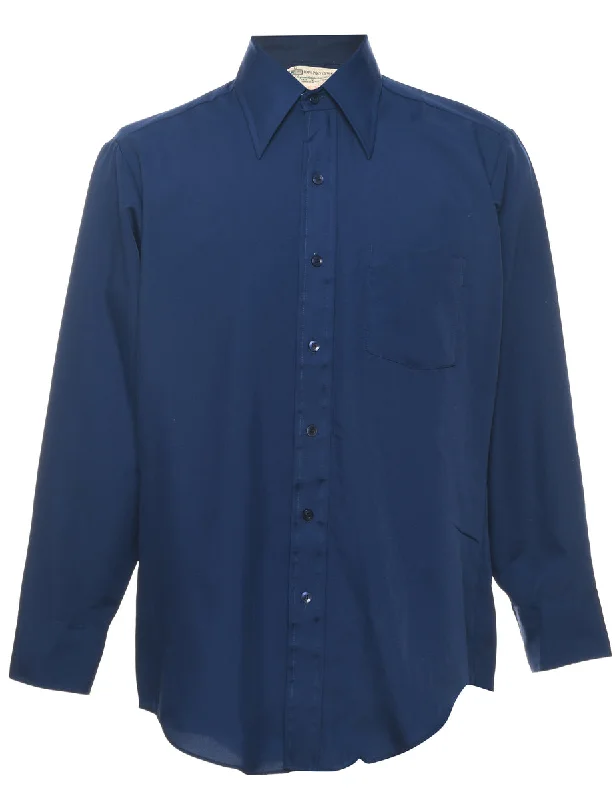 Classic Style 1970s Navy Shirt - L