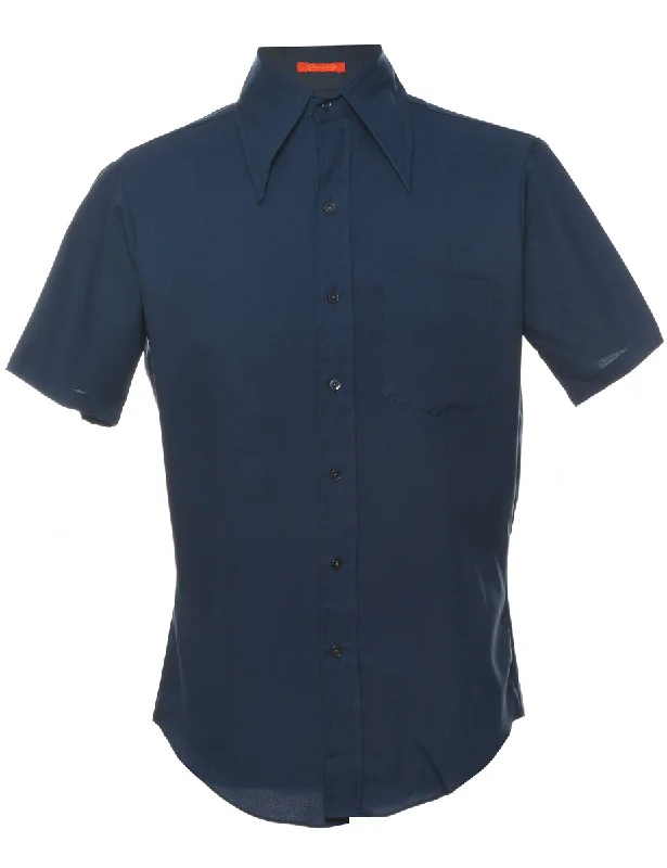 Minimal Style 1970s Sears Short Sleeve Navy Shirt - M