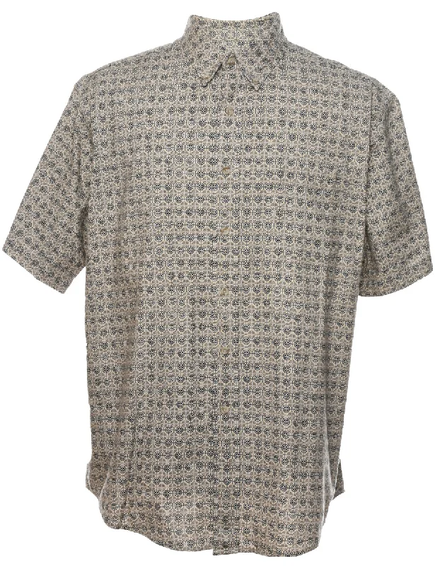 Innovative Design 1990s Beige Patterned Shirt - L