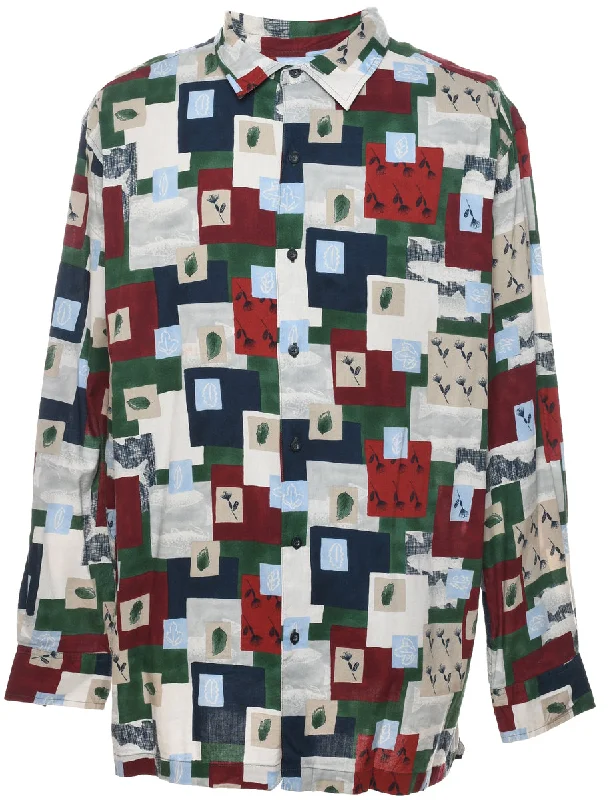 Knowledge And Elegance 1990s Chaps Patchwork Multi-Colour Shirt - L