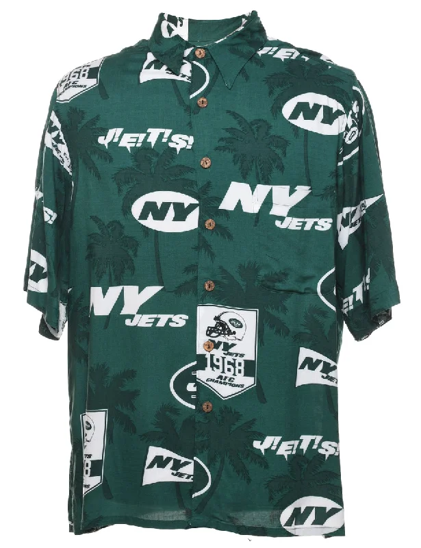 Cool Breeze At Night 1990s Dark Green & White NFL Design Shirt - L