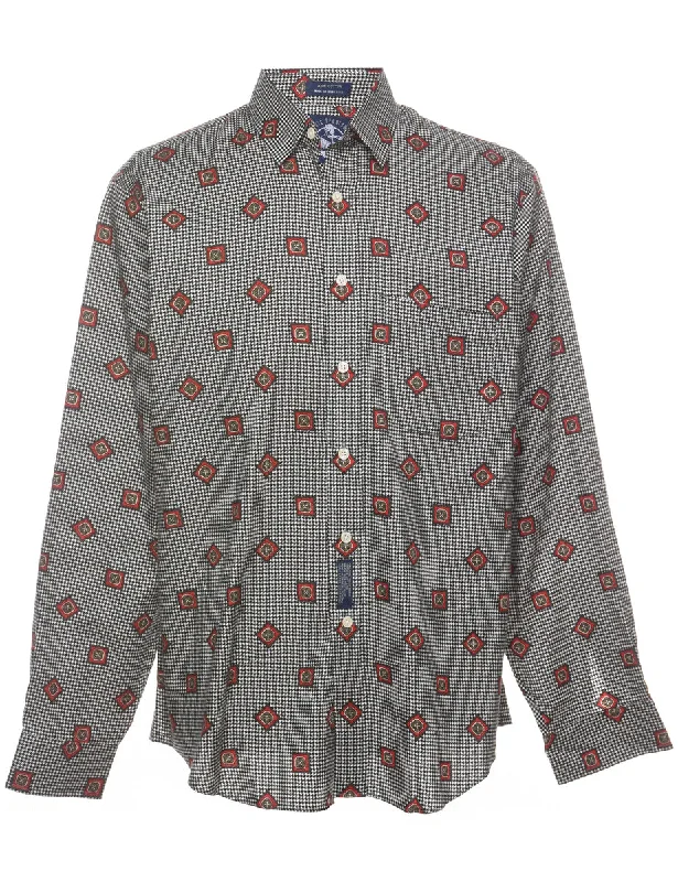 Sports And Leisure 1990s Dogtooth Shirt - L