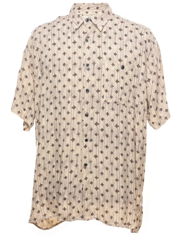 High-end Wear 1990s Light Brown Patterned Shirt - L