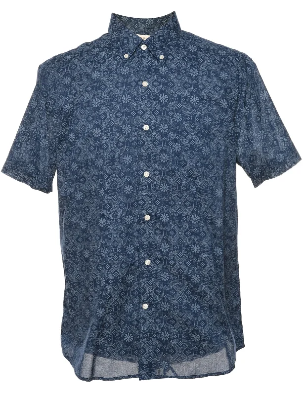New Products 1990s Navy & White Patterned Dockers Shirt - L