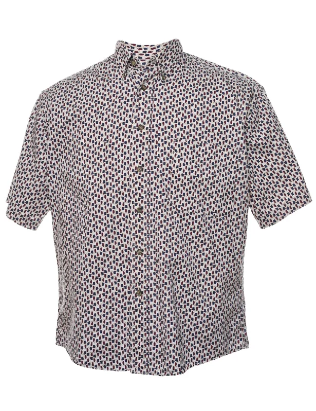 Trendy Traveler 1990s Short Sleeve Patterned Shirt - S