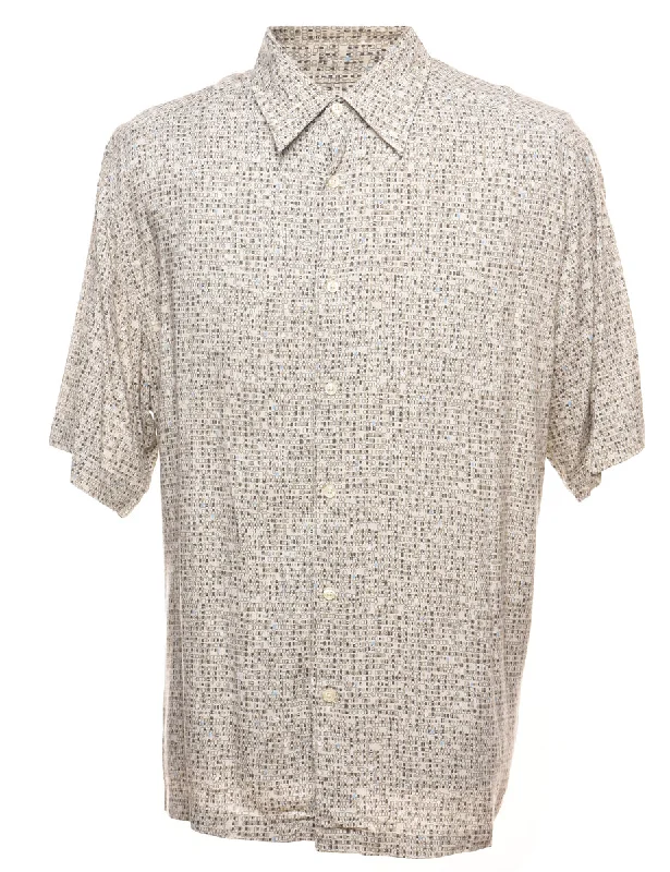 Comfortable Sweaters Abstract Print Beige & Brown Shirt - XL