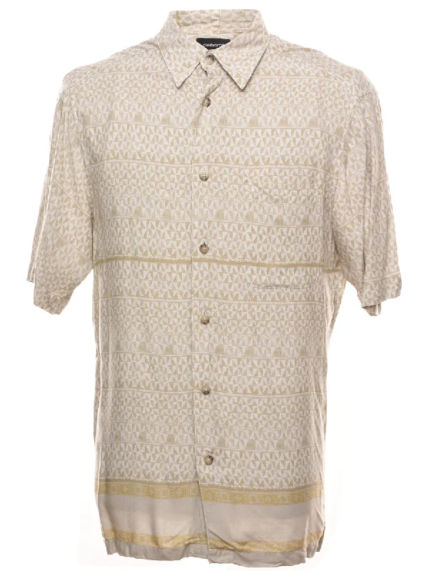 Fashion Concept Beige Patterned 1990s Shirt - L