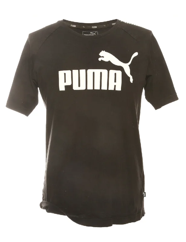 Unique Design Black Puma Printed T-shirt - S