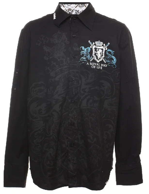 Easy Comfort Style Black Rebel Spirit Printed Shirt - XL