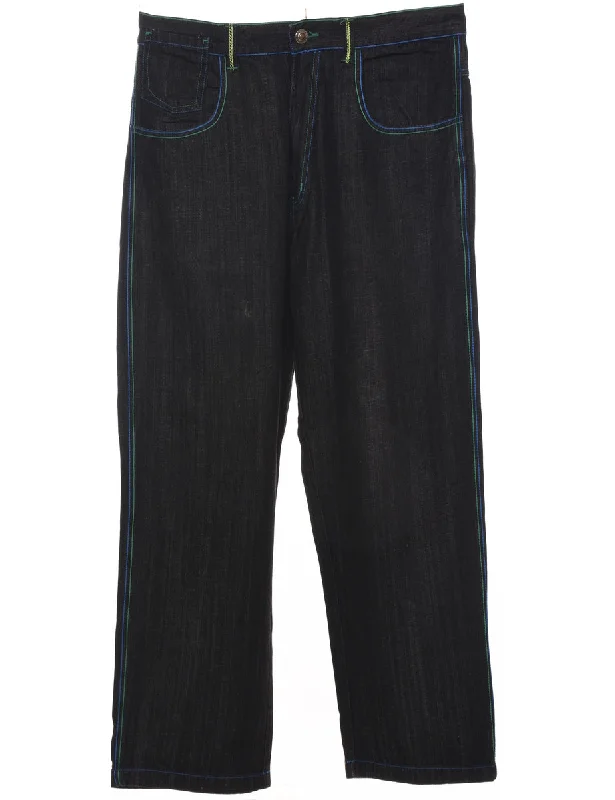 Simple Comfort Black Straight Fit Y2K Style Jeans - W38 L32
