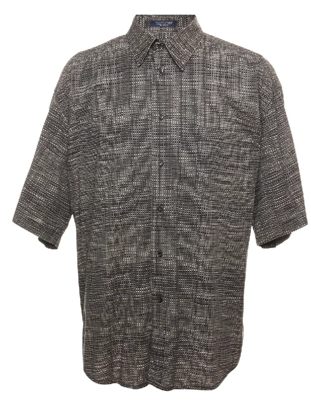 Light Dressing Black & White Patterned Short Sleeve Shirt - XL
