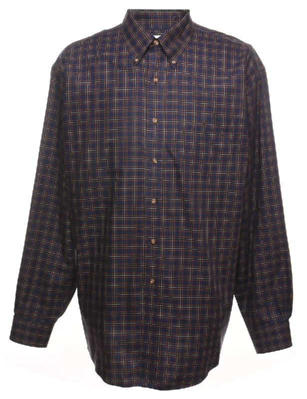 Relaxed Tops Brooks Brothers Navy Checked Shirt - XL