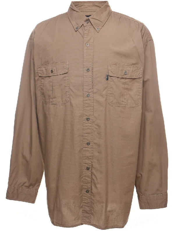 Casual Comfort Brown Classic Long Sleeve Shirt - XL