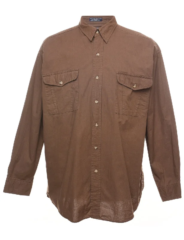 Trendy Dresses Brown Classic Long Sleeve Shirt - XL