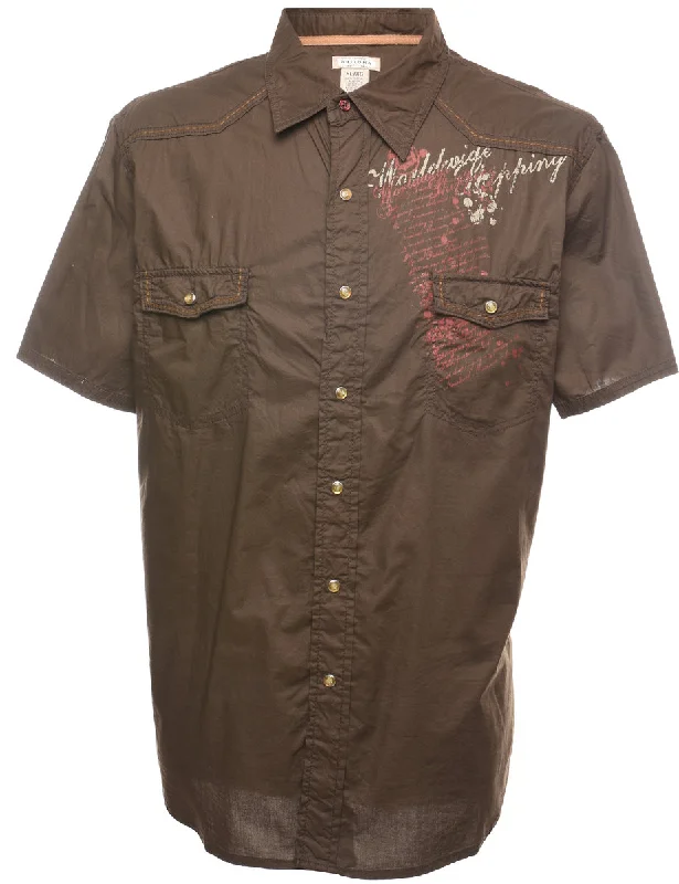 Cozy Fashion Trends Brown & Red Y2K Printed Shirt - XL