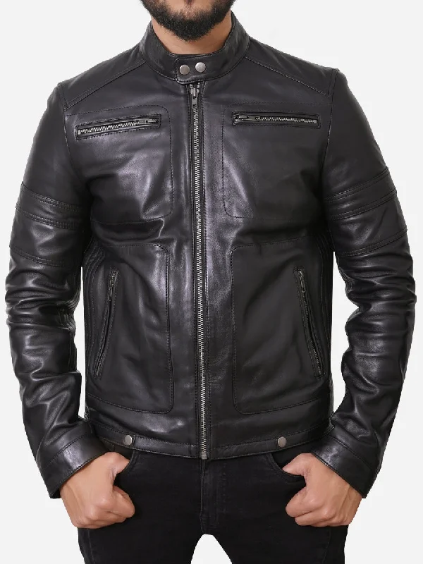 Mason Cafe Racer Genuine Black Leather Jacket