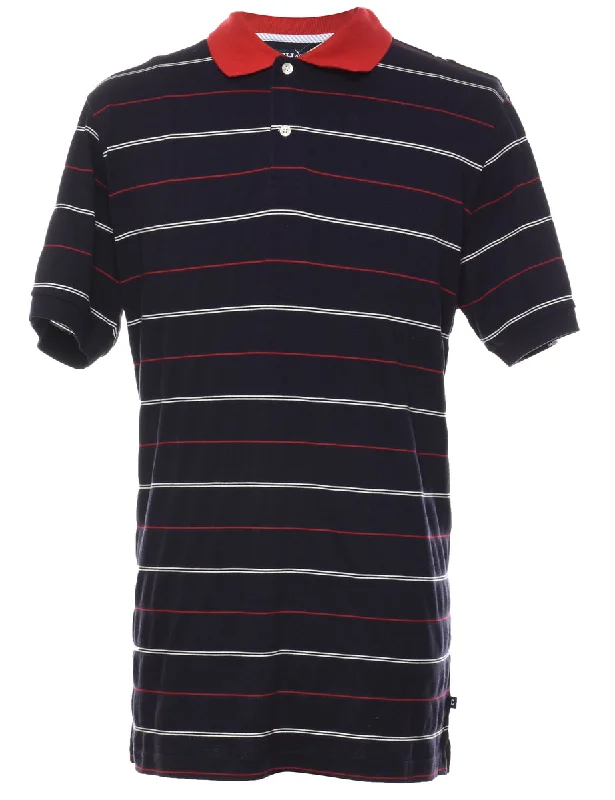 Chic Outfits Chaps Black & Red Striped Polo Shirt - L