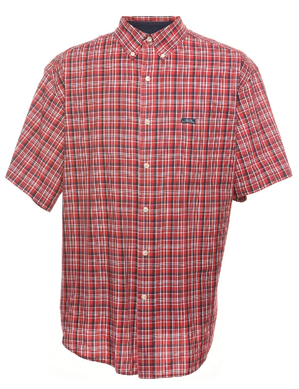 Weekend Comfort Wear Chaps Checked Red Short Sleeve Shirt - XL