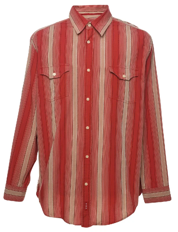 Multifunctional Style Chaps Striped Shirt - L