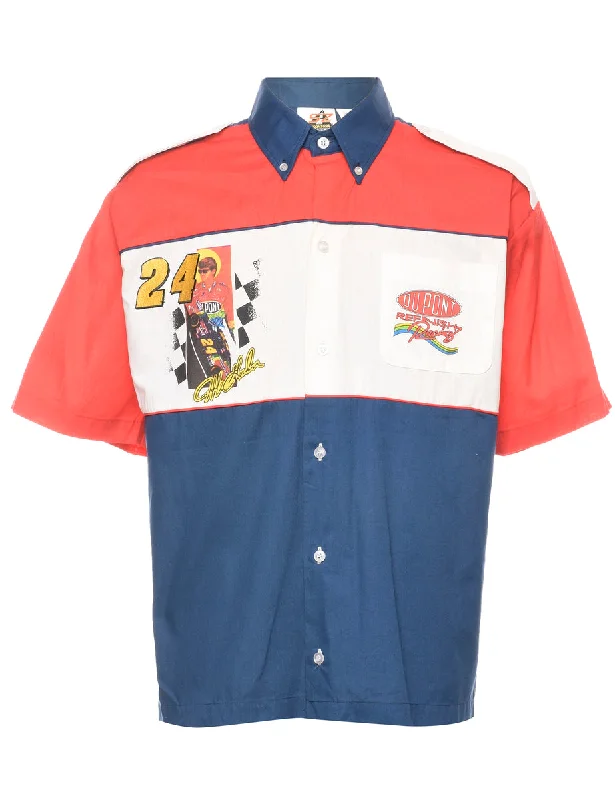 Hooded design Colour Block Y2K Racing Shirt - L