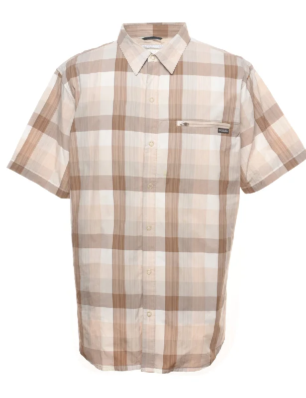 Cozy Apparel Columbia Checked Light Brown & Off-White Shirt - XL