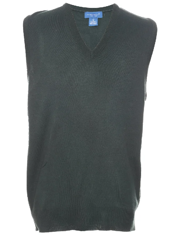 Comfortable Jackets Dark Green Sweater Vest - L