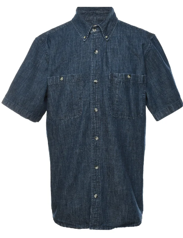 Designer Style Dark Wash Denim Shirt - M