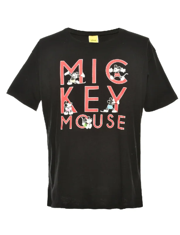 Feminine Charm Disney Mickey Mouse Cartoon T-shirt - M