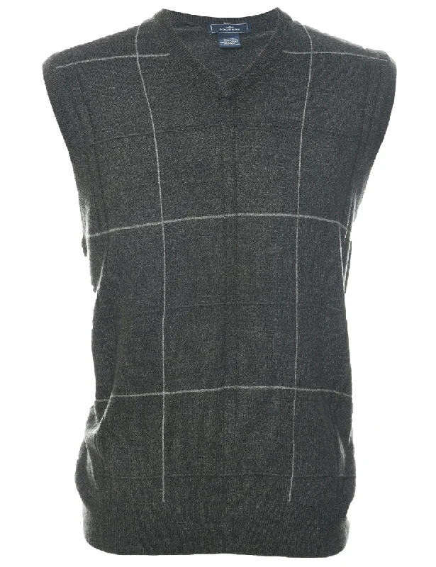 Breathable Style Dockers Sweater Checked Pattern Vest - XL