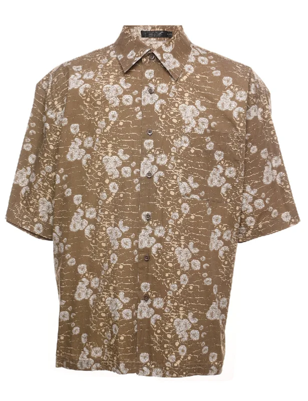 Weekend Comfort Floral Print Brown Shirt - XL