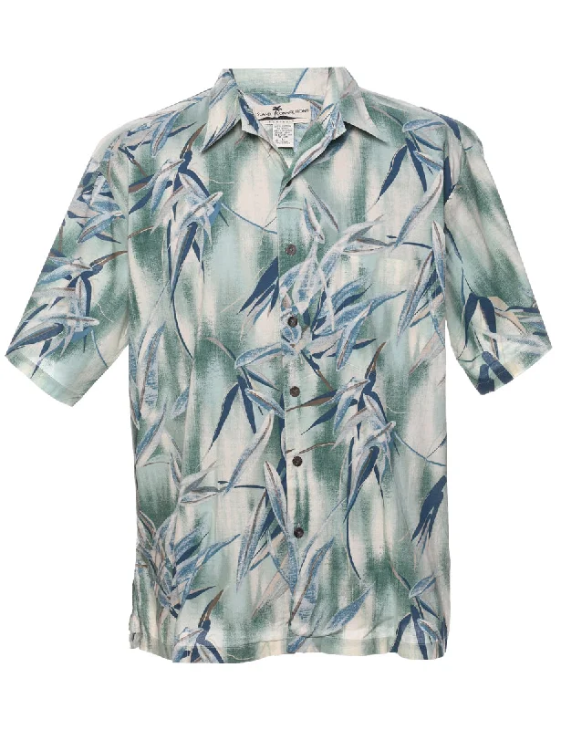 Tropical Style Foliage Hawaiian Shirt - L