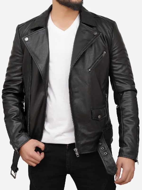 Freddie Real Leather Black Biker Jacket