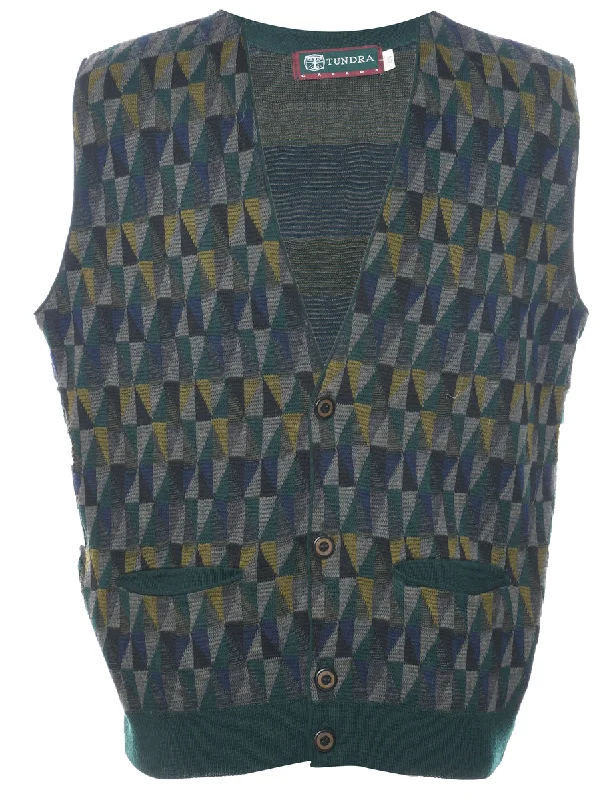 Effortless Dressing Geometric Pattern Sweater Vest - L